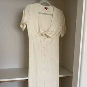 STAUD creamy white linen dress